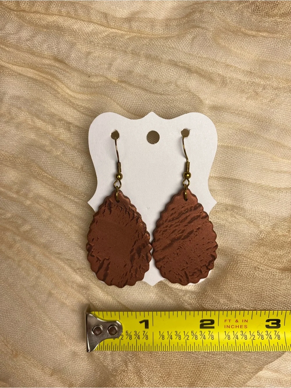 Handcrafted Brown Teardrop Dangle Earrings